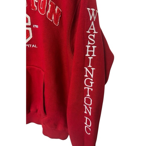 Washington DC United States Of America Embroidered Red Sweatshirt Hoodie Sz M - Picture 4 of 7